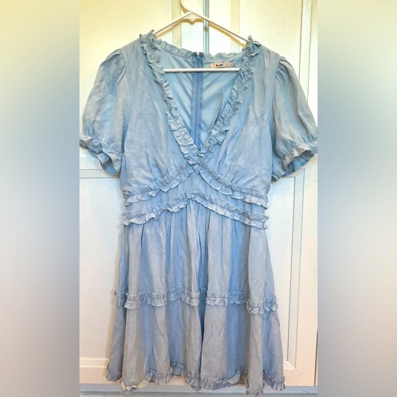 Francesca’s Blue Babydoll V Neck Ruffled Dress. Size Extra Large. XL. NEW w tags - Picture 1 of 2